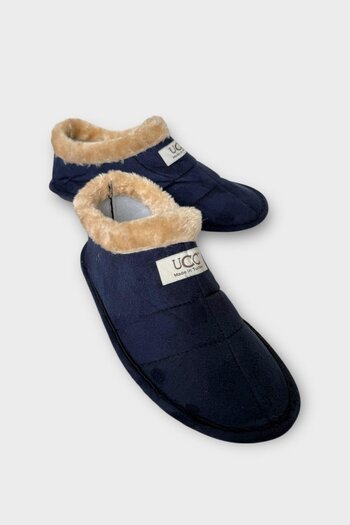 Liger Unisex Winter Home Slippers with Wool Inside, Dark Blue