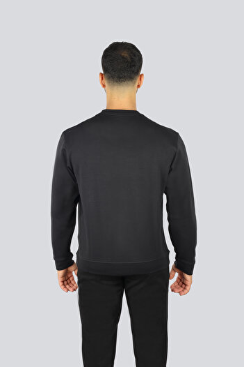 PAUL&SHARK Men's Regular Fit Cotton Shark Logo Label Long Sleeve Black Sweatshirt 15311863A-011