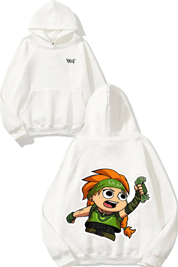 THEWERT Valorant Skye Design Back Printed White Hooded Sweatshirt