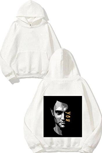 THEWERT You 2 Design Back Printed White Hooded Sweatshirt