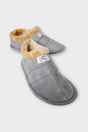 Liger Unisex Winter Home Slippers with Wool Inside Gray