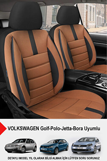 GM-DESIGN Onyx Tan Car Seat Cover-(Compatible with Volkswagen Bora-Golf-Jetta-Polo)