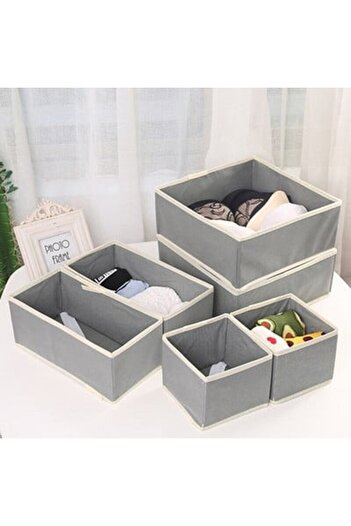 Flippy Drawer Organizer, Flippy, 3 Sizes, for Underwear, T-Shirts, Socks, 6 Pieces, Foldable, Fabric, Gray