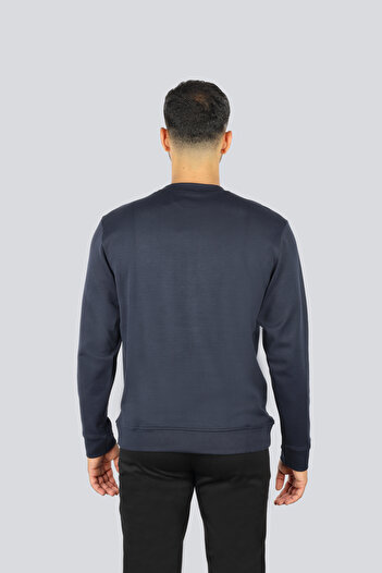 PAUL&SHARK Men's Regular Fit Cotton Metallic Logo Round Neck Long Sleeve Navy Blue Sweatshirt 15311864A-05