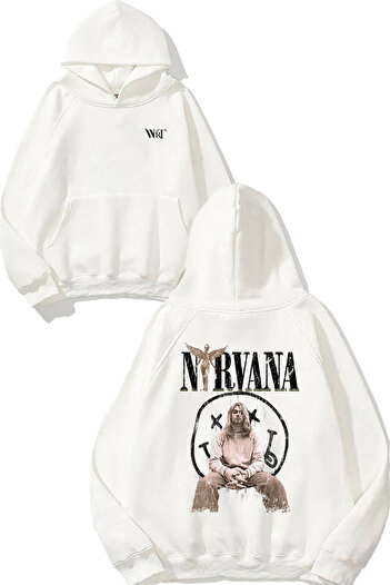 THEWERT Φούτερ με στάμπα Nirvana 4 Design με λευκή κουκούλα
