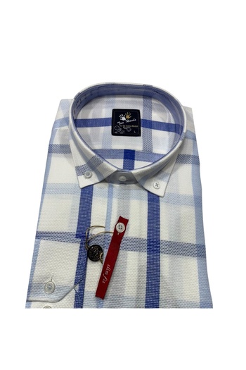 TWO HANDS Men's Slim Fit Narrow Cut Long Sleeve Pocketless Cotton Shirt 352