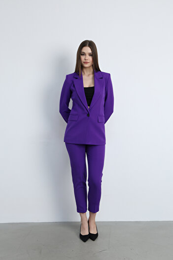 Swass Button Detailed Jacket Pants Set Purple