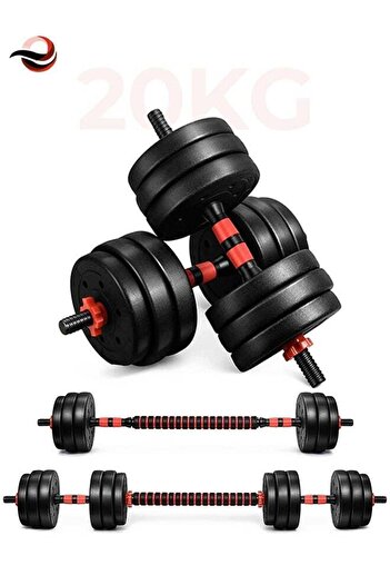 Mosh Eworld 20kg Adjustable Weightlifting Dumbbells Set with Non-Slip Rod and Barbells for Home Gym Exerc