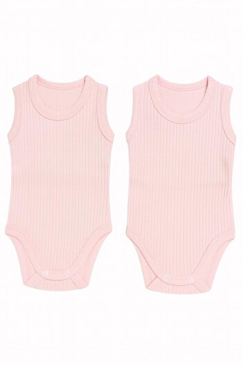 Akface 2 Pcs Combed Cotton - Sweatproof - Snap Fastener Newborn and Baby Ribbed Tank Top Bodysuit