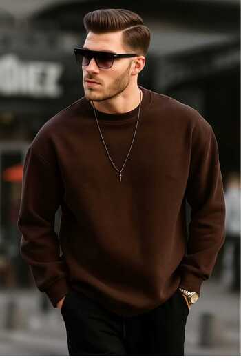 BRLKN Ανδρικό φούτερ με λαιμόκοψη Oversize Basic TR4477