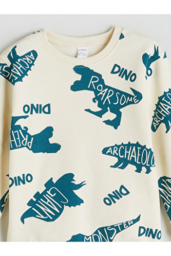 LC Waikiki Crew Neck Dinosaur Printed Boys' Sweatshirt