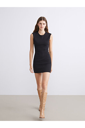 LC Waikiki Black Crew Neck Mini Dress