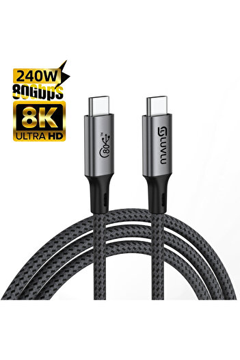 LUVLU LUVLU® USB C 4.0 Gen 2 Data Cable, Fast Charging 240W (48V5A), 80Gbps, 8K@60Hz, Thunderbolt 5