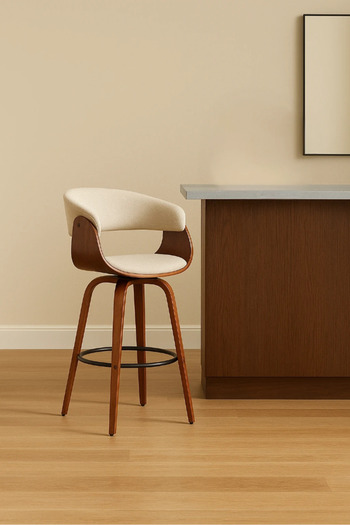 private house Coffee shop bar chair, wooden base, wooden seat, upholstered fabric
