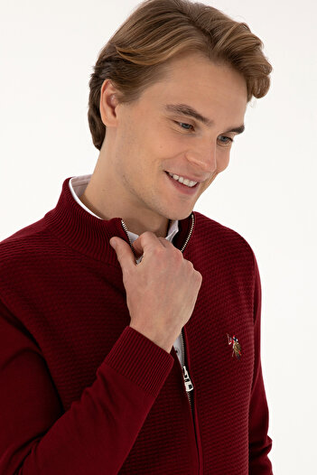 U.S. Polo Assn. Men's Burgundy Basic Knitwear Cardigan 50307800-Vr014