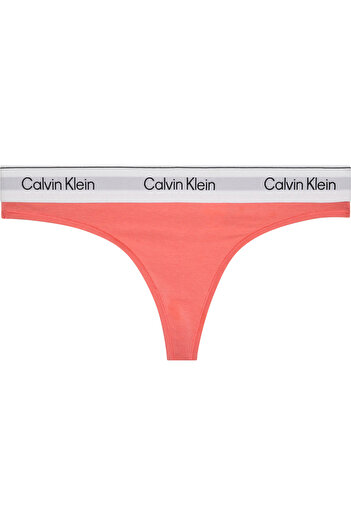 Calvin Klein Kadın Marka Logolu Beyaz Elastik Bantlı Mercan Külot LV00QF8518 YTS