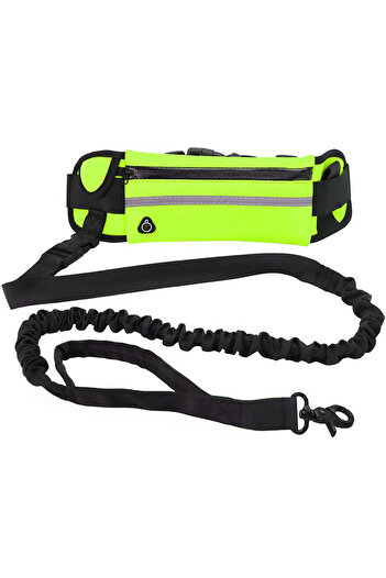 Choice green Hands Free Dog Leash for Running Walking Reflective Leash with Waist Bag Retractable Elastic B