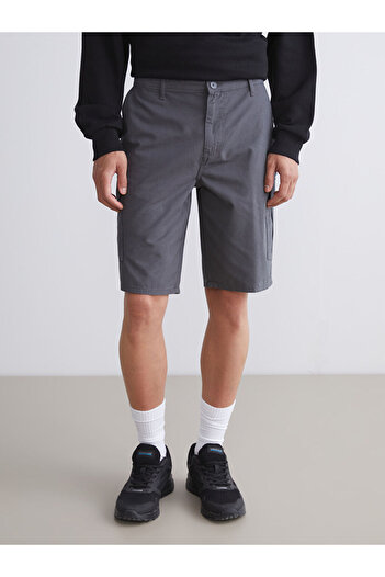 LC Waikiki Anthracite Standard Fit Men's Cargo Shorts