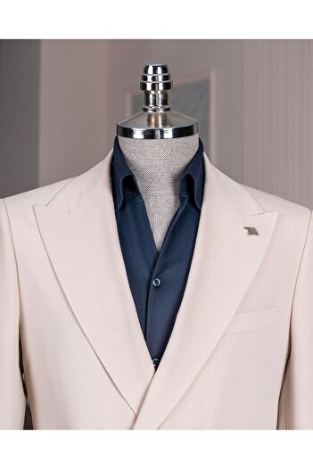TerziAdemAltun Italian Style Slim Fit Jacket Pantalon Suit Beige T14378