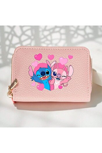 Miniso S Pink Stitch Student Campus Creative Wallet, Travel Wallet, – Zipper Closure, Polyester Lining, ID