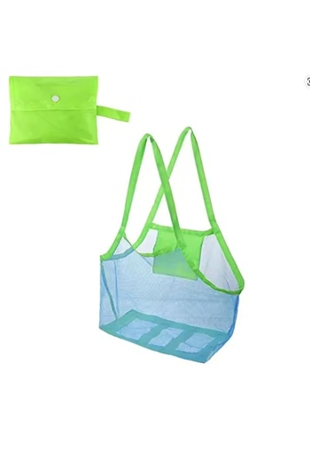 Choice Blue 1pcs Large Mesh Beach Bag, Sandproof Foldable Tote with Hanging Hole, Breathable Toy Storage
