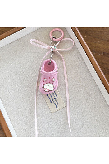 Miniso A Korea Harajuku Pink Bow Hello Kitty Keychain Pendant Kawaii Cute Charm Hello Kitty Heart Bag Pend.