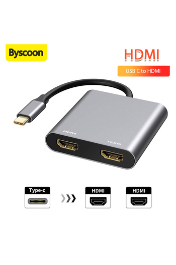 Choice grey USB C to Dual HDMI Adapter 4K@60hz Type C to HDMI Splitter for 2 Monitors For MacBook Air/Pro M