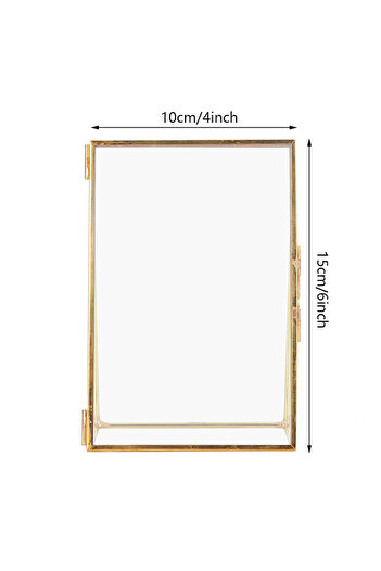 Choice 4x6inch Desktop Photo Frame Vertical Standing Brass Glass Retro Photo Frame Bracket Copper Strip Met