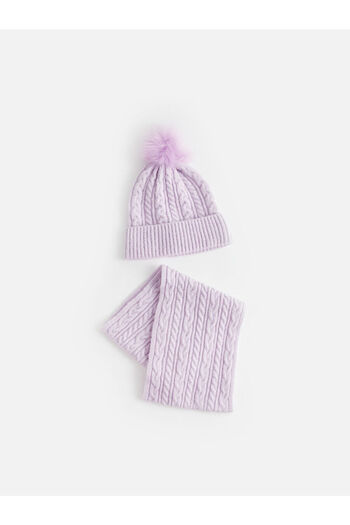 LC Waikiki Lilac Self-Patterned Girl's Knitwear Beanie and Neck Collar Set of 2