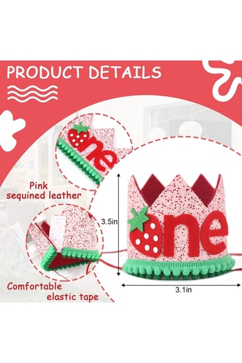 Choice 25pcs Happy Birthday Girls Hat Strawberry Party Decorations Props Cake Topper Strawberry Birthday T
