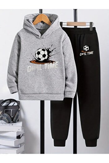 CROPSEL Children's Printed Hooded Sweatshirt and Sweatpants Set 3 Thread Raster for Autumn/Winter