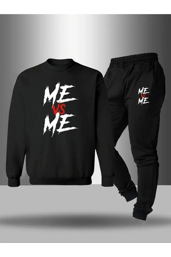 SVART WEAR Children's Printed Crew Neck Sweatshirt and Sweatpants Set 3 Thread Raster for Autumn/Winter
