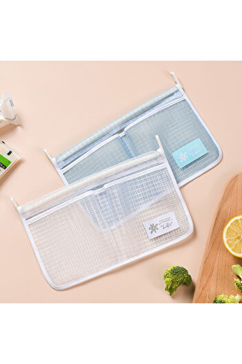 Choice random color Dual Compartment Fridge Hanging Organizer - Mesh Storage Bags for Fruits/Snacks, No Hoo