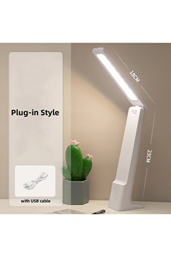 Choice White Plug-in LED Folding Desk Lamp USB Charging Touch Control Dimmable Desktop Eye Protection Readi