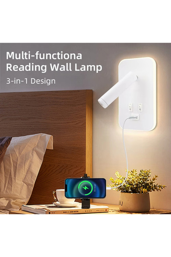 Choice Warm White (2700-3500K) White Body LED Wall lamp and Reading light,Multifunctional Wall Sconces with