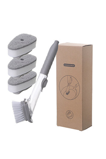 Choice Light Grey Kitchen Pot Washing Brush Hydraulic Brush Automatic Liquid Filling Multi-Functional Long