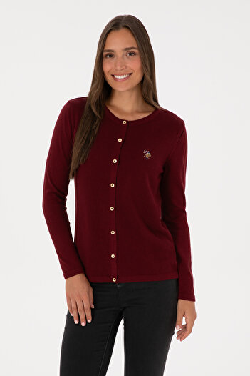 U.S. Polo Assn. Women's Burgundy Basic Knitwear Cardigan 50307737-Vr014