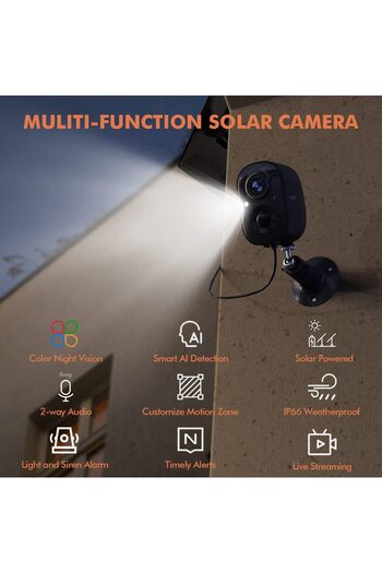 genernic Dzees Upgrade Solar Camera Security Outdoor Wireless with Solar Panel, 2K Color Night Vision, Spotli
