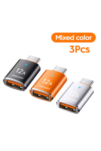 Choice 3pcs mixed 12A Type C To USB3.0 OTG Adapter USB Female to Type C Male Converter Fast Charging USB C