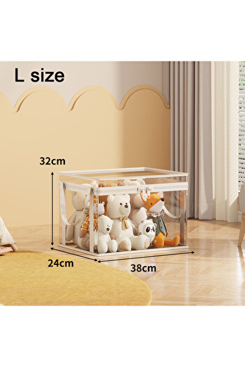 Choice beige-L-size Transparent children's toy storage basket large size toy storage bag large capacity hou