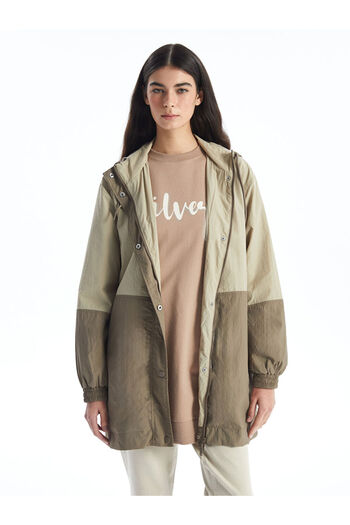 LC Waikiki Sparkling Choices from Shining Store |   Hooded Color Block Oversized Women's Raincoat