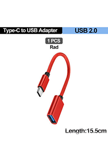 Choice pink For Mobile Phone USB Female to Type C Male Adapter OTG 15.5CM Long Cable For Xiaomi Samsung S20