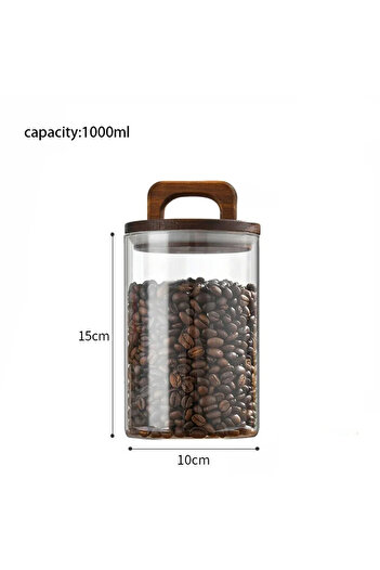 Choice 1000ml Clear Glass Jar with Bamboo Lid Sealed Canister Food Storage Container for Loose Tea Coffee B