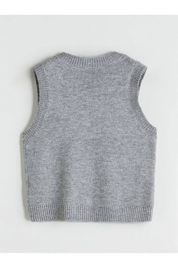 LC Waikiki Gray V-Neck Women's Knitwear Sweater