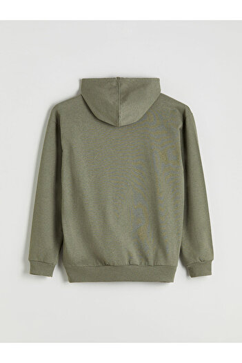 LC Waikiki Khaki Long Sleeve Printed Men's Hoodie