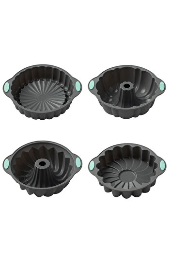 Choice 4Pcs Mix Round Silicone Cake Mold 3D Spiral Pattern Bundle Pan Nonstick Birthday Cake Pan Brownie De