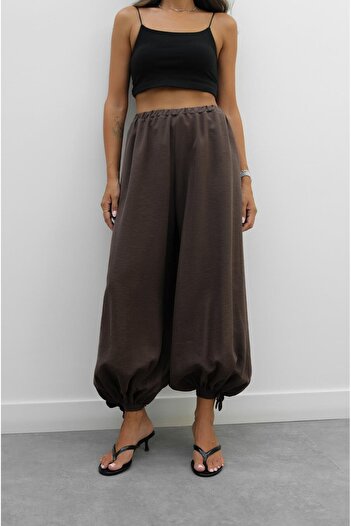 Havoş Brown Lace-Up Wide-Leg Trousers