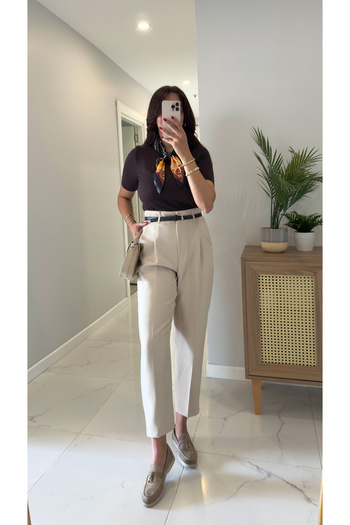 BİRCANÇİL Moje Stone Belt Detailed Carrot Pants