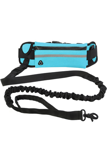 Choice 1PCS 2.2M Blue B Hands Free Dog Leash Reflective Leash with Waist Bag Retractable Elastic Belt Dog T