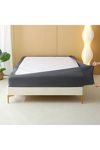 Choice 160x200cm grey Stretchable Bed Skirt Non-Slip Design, Ultra-Soft Bed Cover Replacement, Machine Wash